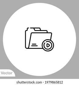 Vector de signo de icono de carpeta de vídeo,Símbolo, ilustración de logotipo para web y móvil