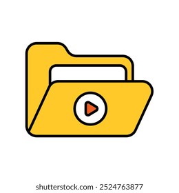 ícone de pasta de vídeo com vetor de fundo branco ilustração de stock