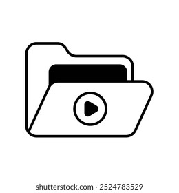 video folder icon with white background vector stock illustration