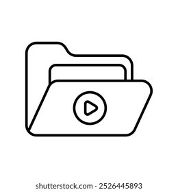 video folder icon with white background vector stock illustration