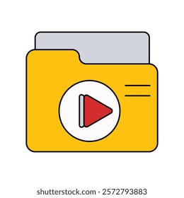 video folder icon with white background vector stock illustration