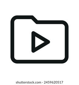 Video folder isolated icon, film folder linear icon, movie folder outline vector icon with editable stroke