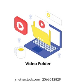 Video Folder isometric Colored illustration. EPS File stock illustration