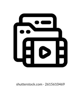 video folder line icon. Clean and minimalist vector icon for websites, mobile apps, presentations, and logos. Fully scalable and customizable for any project.