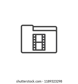 Video Folder outline icon. linear style sign for mobile concept and web design. Movie folder simple line vector icon. Symbol, logo illustration. Pixel perfect vector graphics