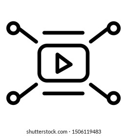 Video with footnotes icon. Outline video with footnotes vector icon for web design isolated on white background