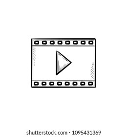 Video frame of entertainment movie hand drawn outline doodle icon. Playing film media control concept vector sketch illustration for print, web, mobile and infographics isolated on white background.