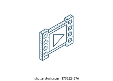 video frame isometric icon. 3d vector illustration. Isolated line art technical drawing. Editable stroke