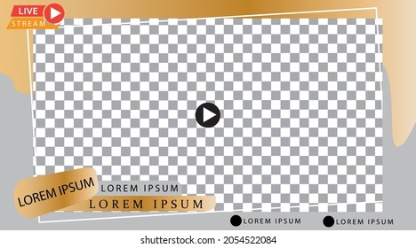 video frame overlay on transparently compatible with any platform for video conferencing and live streaming use with gold and silver color scheme landscape dimension 16:9