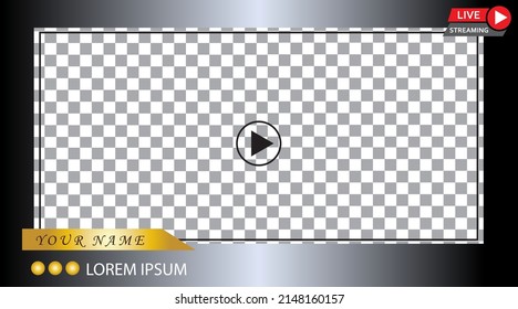 video frame transparent compatible with any platform for video conferencing and live streaming landscape dimension 16:9 with color black and gold  