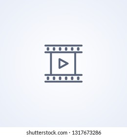 Video frame, vector best gray line icon on white background, EPS 10