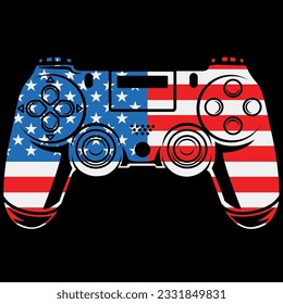 Video game 4th of july gaming controller t-shirt design