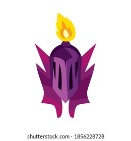video game armor helmet purple color on white background vector illustration design