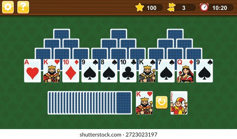 Video Juego de Elementos UI Tri Peaks Poker Playing Card Set Pack