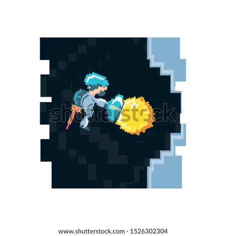 video game avatar with fire balls pixelated vector illustration design