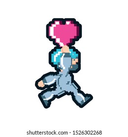 video game avatar pixelated with heart vector illustration design
