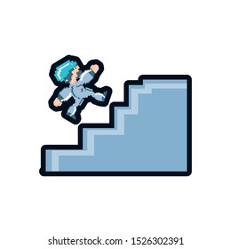 video game avatar pixelated in stairs vector illustration design