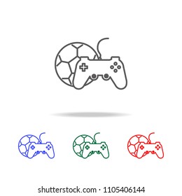 Video game ball and gamepad icon. Elements of game life in multi colored icons. Premium quality graphic design icon. Simple icon for websites, web design, mobile app on white background