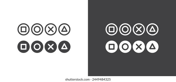 Video Game button, Game console. Game joystick vector, Game controller symbol signs, Gamepad icon vector illustration logo template in trendy flat style black and white background.