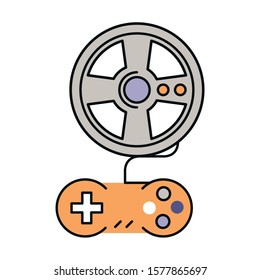 video game car wheel control vector illustration design