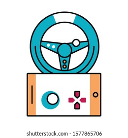 video game car wheel control vector illustration design