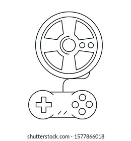 video game car wheel control vector illustration design