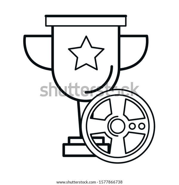 video game car wheel control with trophy cup\
vector illustration\
design