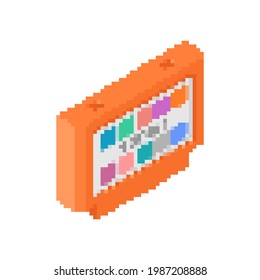 video game cartridge pixel art. Retro TV game 8bit.