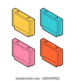 video game cartridge set. Retro TV game 8bit.