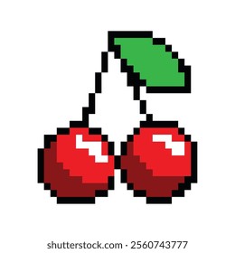 video game cherry pixelated isolated