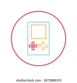 video game classic portable console neon style icon vector illustration design