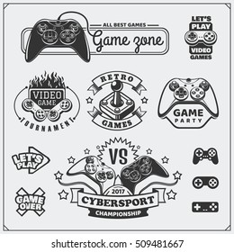 Video Game Club Emblems, Labels, Icons, Badges And Design Elements.