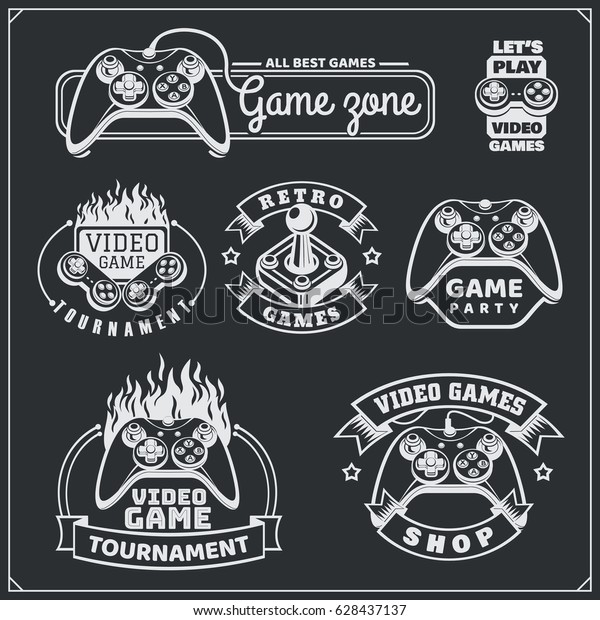 Video Game Club Emblems Labels Icons Stock Vector (Royalty Free ...