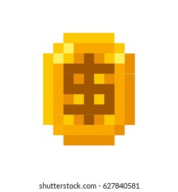 video game coin pixelated icon