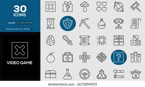 Videospiel-Icon-Paket für modernes Grafikdesign