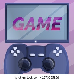 Video game concept background. Cartoon illustration of video game vector concept background for web design