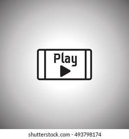 Video game concept icon. Mobile phone, watching play game on smartphone symbol. Vector logo illustration