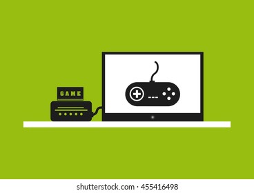 Video game concept represented by control and tv icon. Colorfull and flat illustration. 