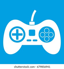 Video game console controller icon white isolated on blue background vector illustration