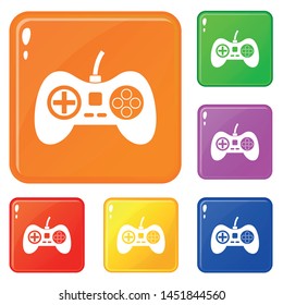 Video game console controller icons set collection vector 6 color isolated on white background