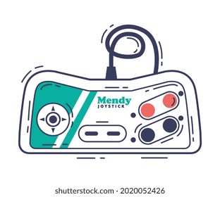 Video Game Console, Video Game Controller Modern Accessory Device Hand Drawn Vector Illustration