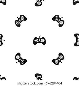 Video game console controller pattern repeat seamless in black color for any design. Vector geometric illustration