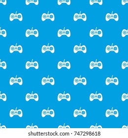 Video game console controller pattern repeat seamless in blue color for any design. Vector geometric illustration