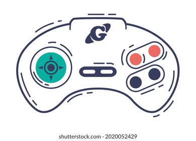 Video Game Console Controller, Video Game Player Modern Accessory Device Hand Drawn Vector Illustration