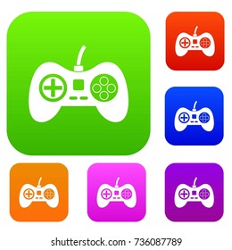 Video game console controller set icon color in flat style isolated on white. Collection sings vector illustration