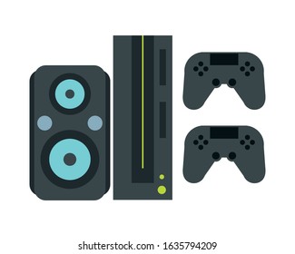 video game console with controls vector illustration design