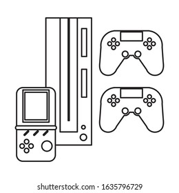 video game console with controls vector illustration design