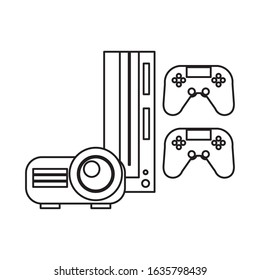 video game console with controls vector illustration design