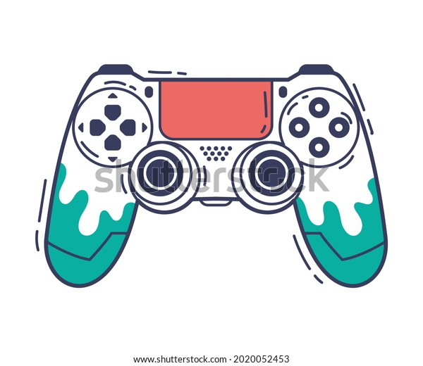 Video Game Console, Gamepad\
Controller, Game Player Gadget Hand Drawn Vector\
Illustration