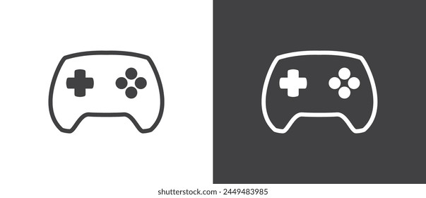 Video game console or Gamepads icon symbol sign in black and white background. Gamepads vector icon. Game controller icon. Video game console icon. Vector illustration